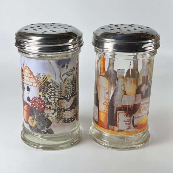 Vtg Spice Seasoning Grated Cheese Shakers Retro Dispenser Multi Purpose Graphics - Picture 3 of 12